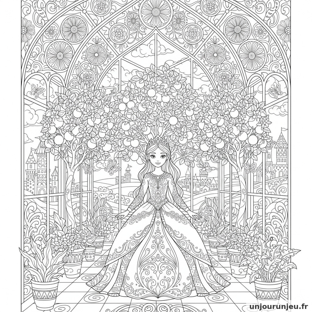 Coloriage Princesse Princesse Orangerie Pleine Dorangers 12