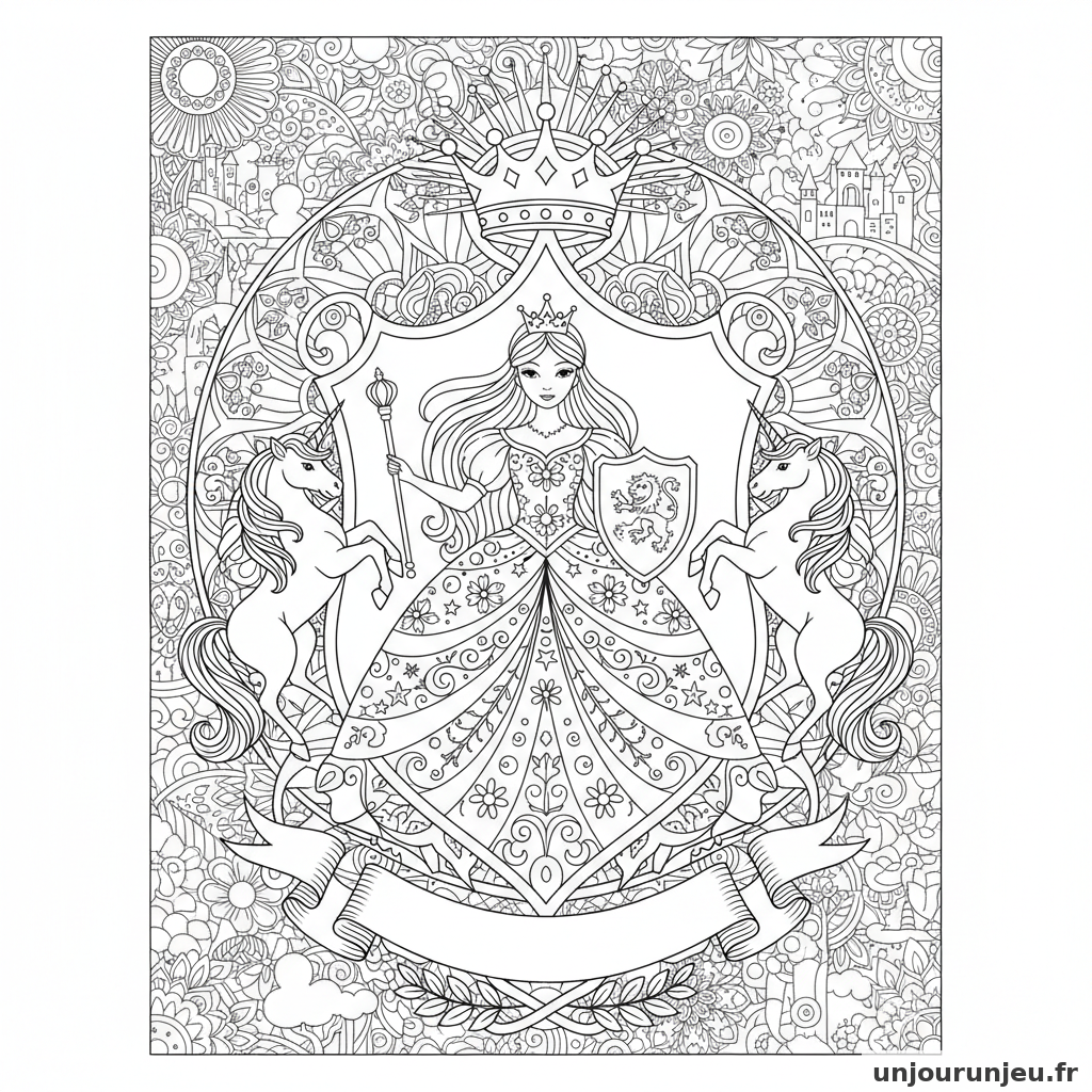 Coloriage Princesse Princesse Presentee Comme Blason Royal 14