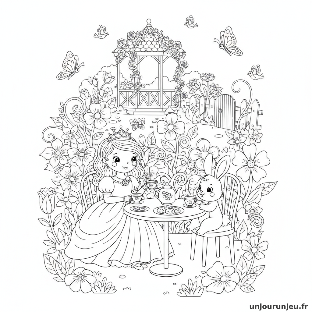 Coloriage Princesse Princesse Prend The Jardin Fleuri 06