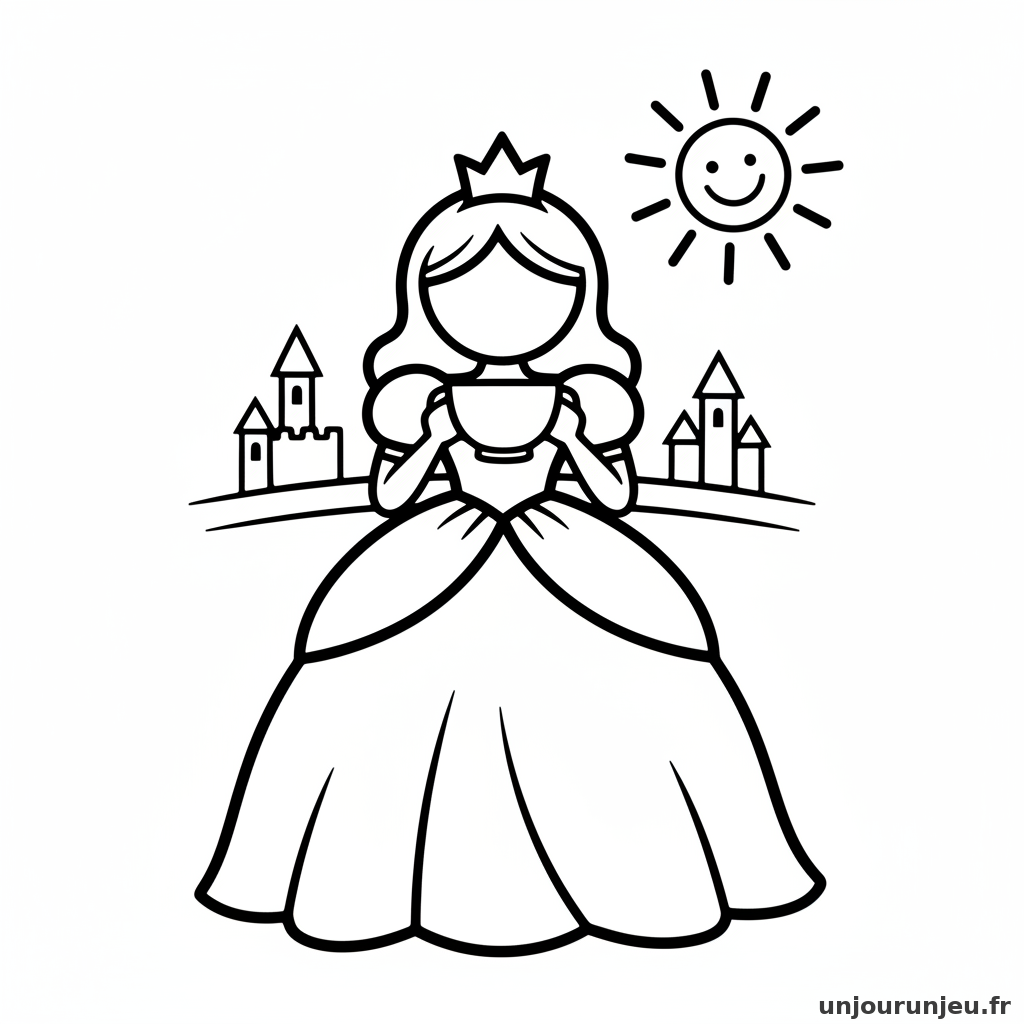 Coloriage Princesse Princesse Boit Tasse Porcelaine 15