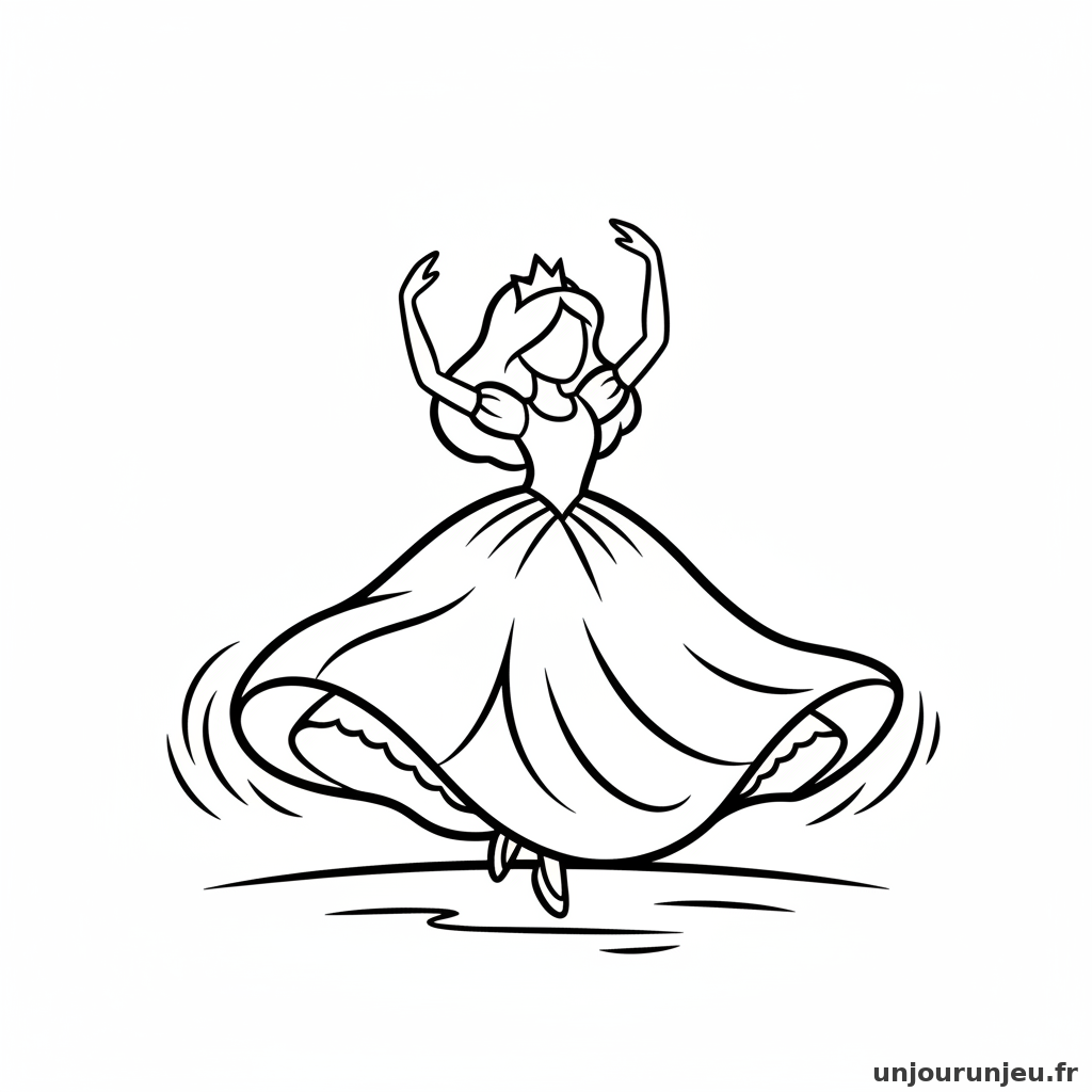 Coloriage Princesse Princesse Danse Robe Tournoie 10