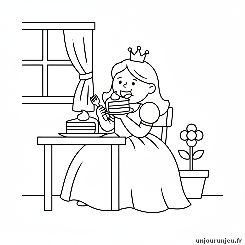 Coloriage Princesse Princesse Part Gateau 09