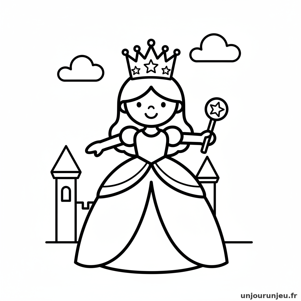 Coloriage Princesse Princesse Porte Diademe Etoile 12