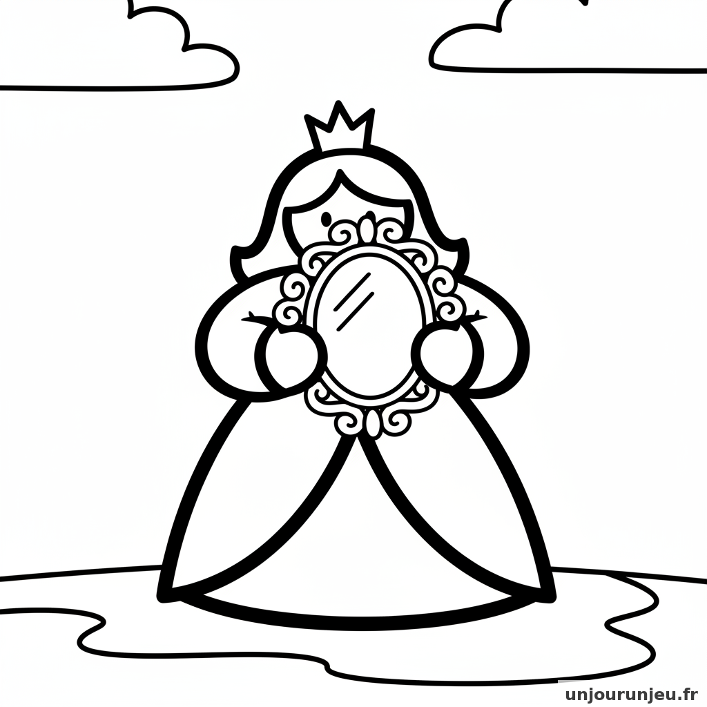 Coloriage Princesse Princesse Tient Miroir Dore 14