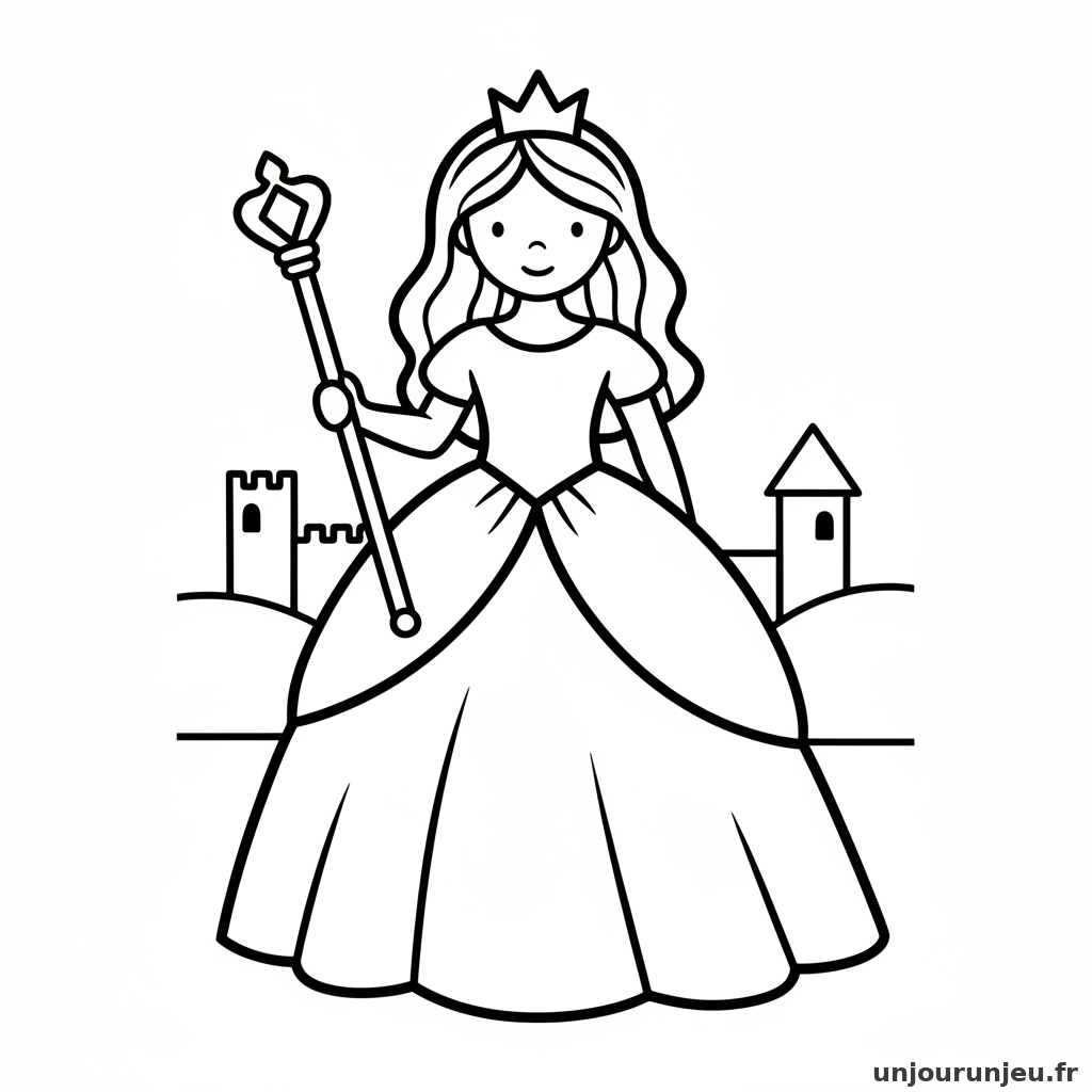Coloriage Princesse Princesse Tient Sceptre Royal 07