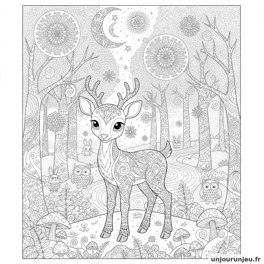 Coloriage Renne Renne Bebe 07