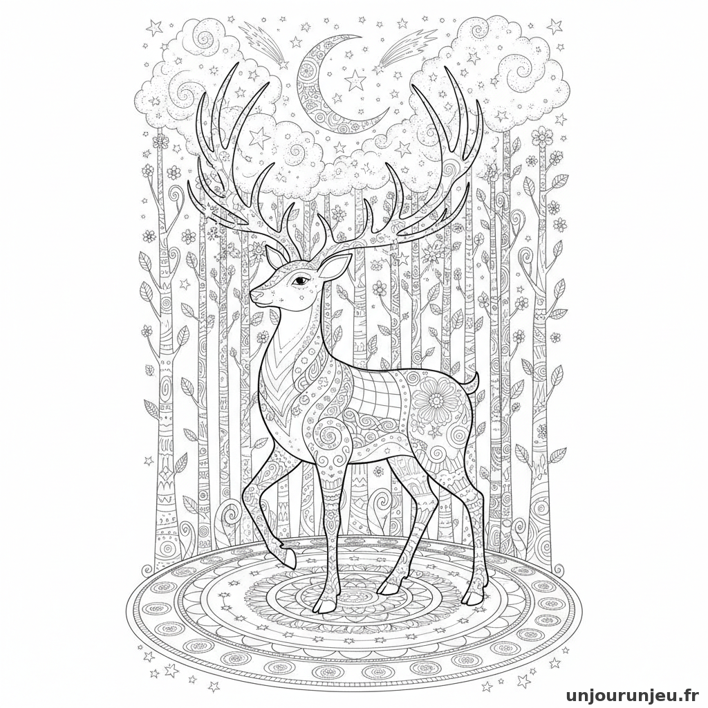 Coloriage Renne Renne Etoiles 11