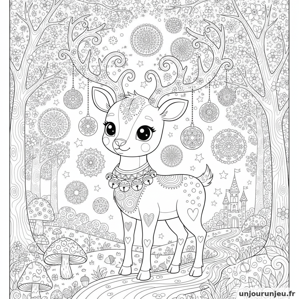 Coloriage Renne Renne Kawaii 12