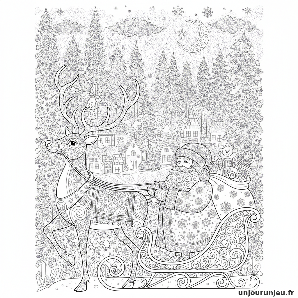 Coloriage Renne Renne Pere Noel 14
