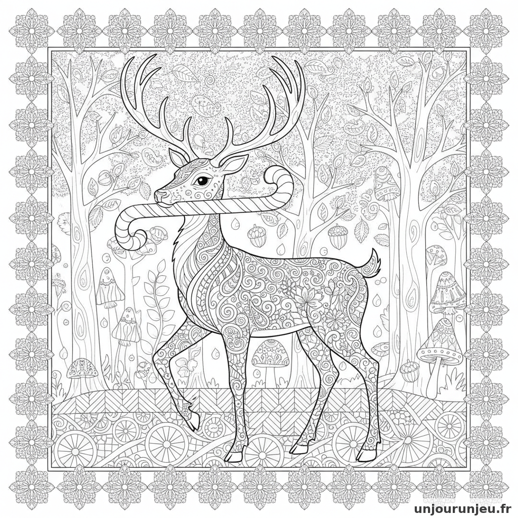 Coloriage Renne Renne Sucre Dorge 17