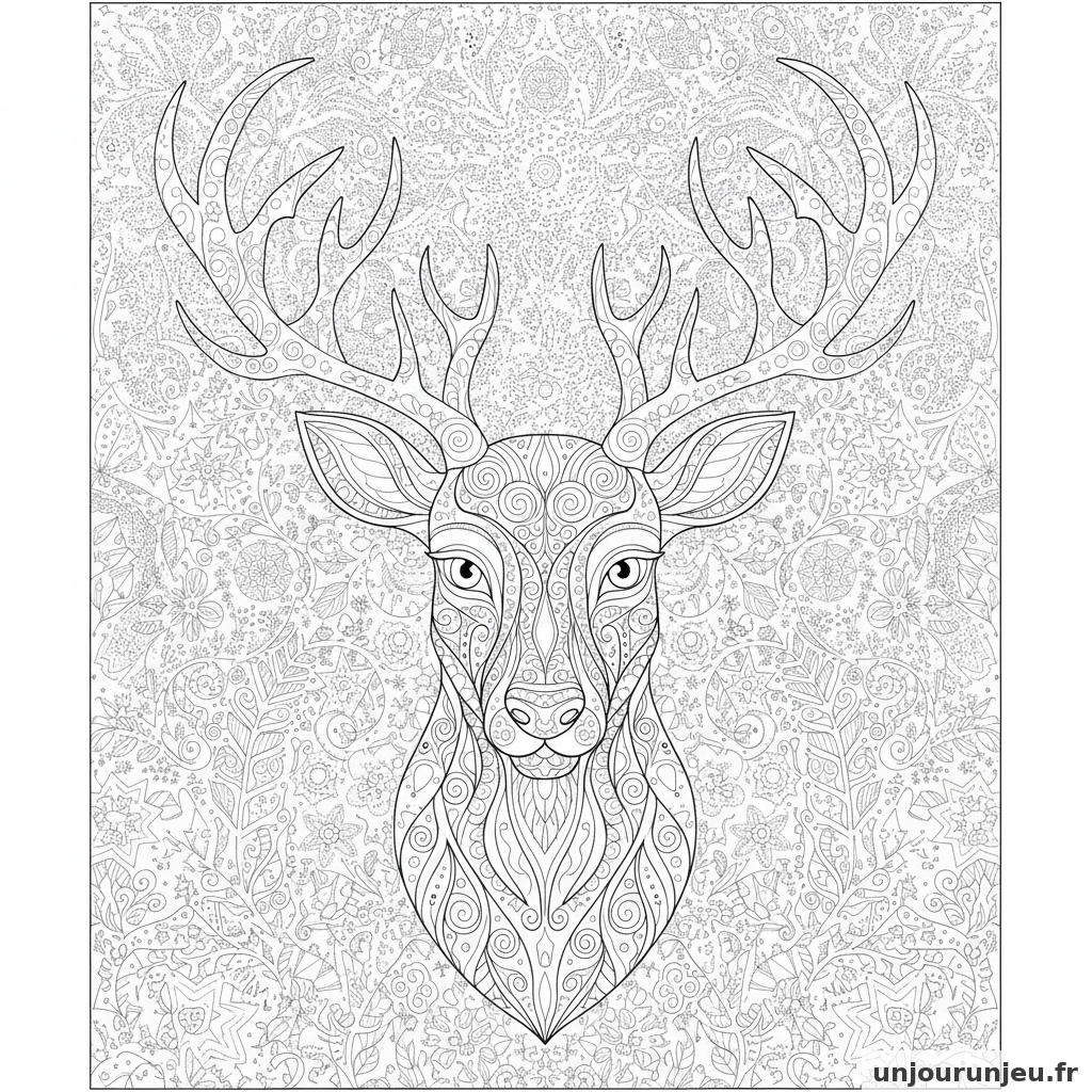 Coloriage Renne Tete Renne 13