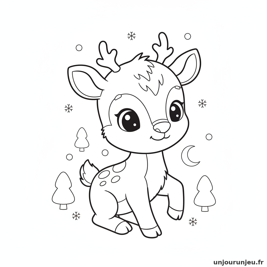 Coloriage Renne Renne Bebe 07