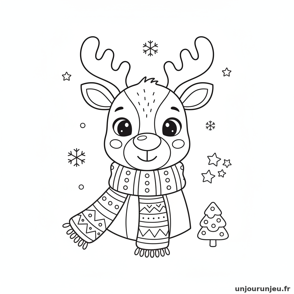 Coloriage Renne Renne Echarpe 08