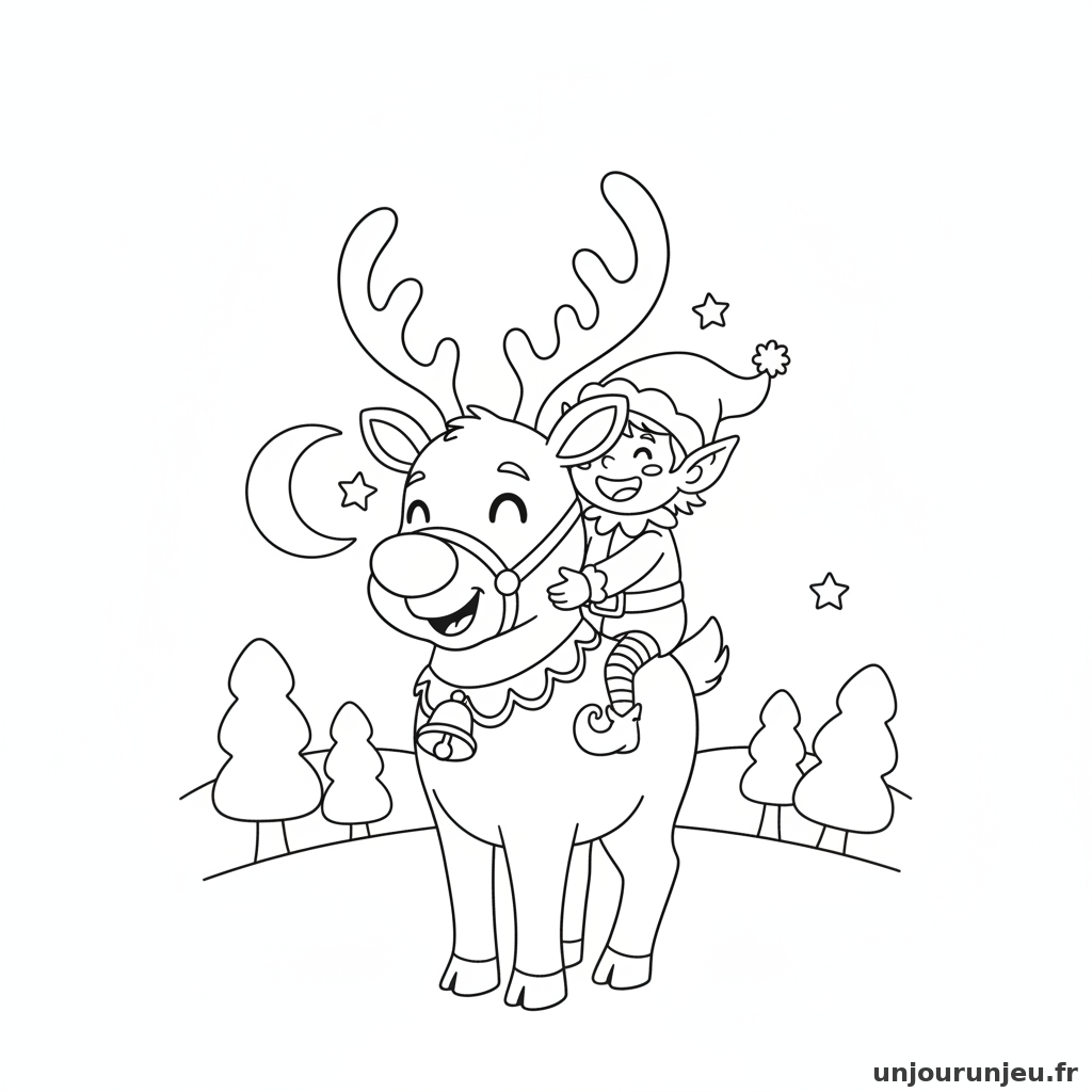 Coloriage Renne Renne Lutin 16