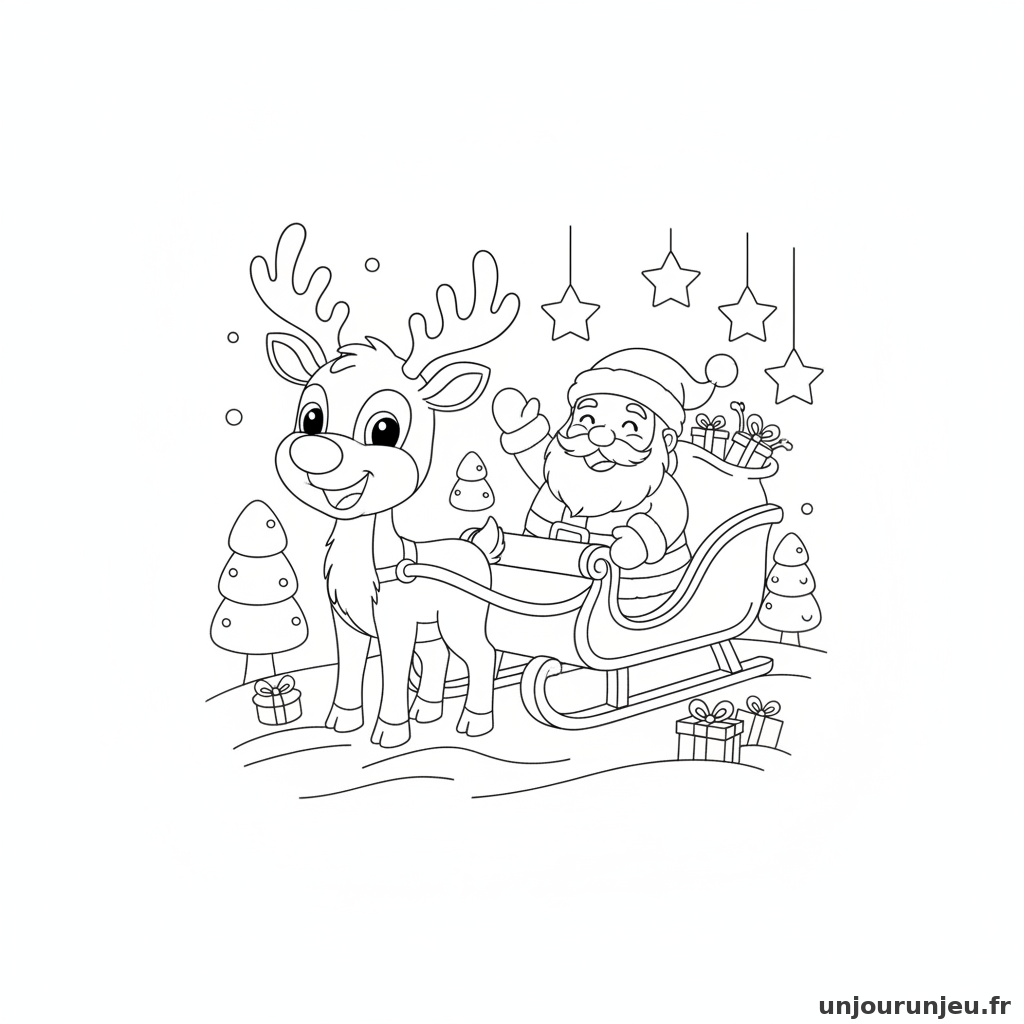 Coloriage Renne Renne Pere Noel 14