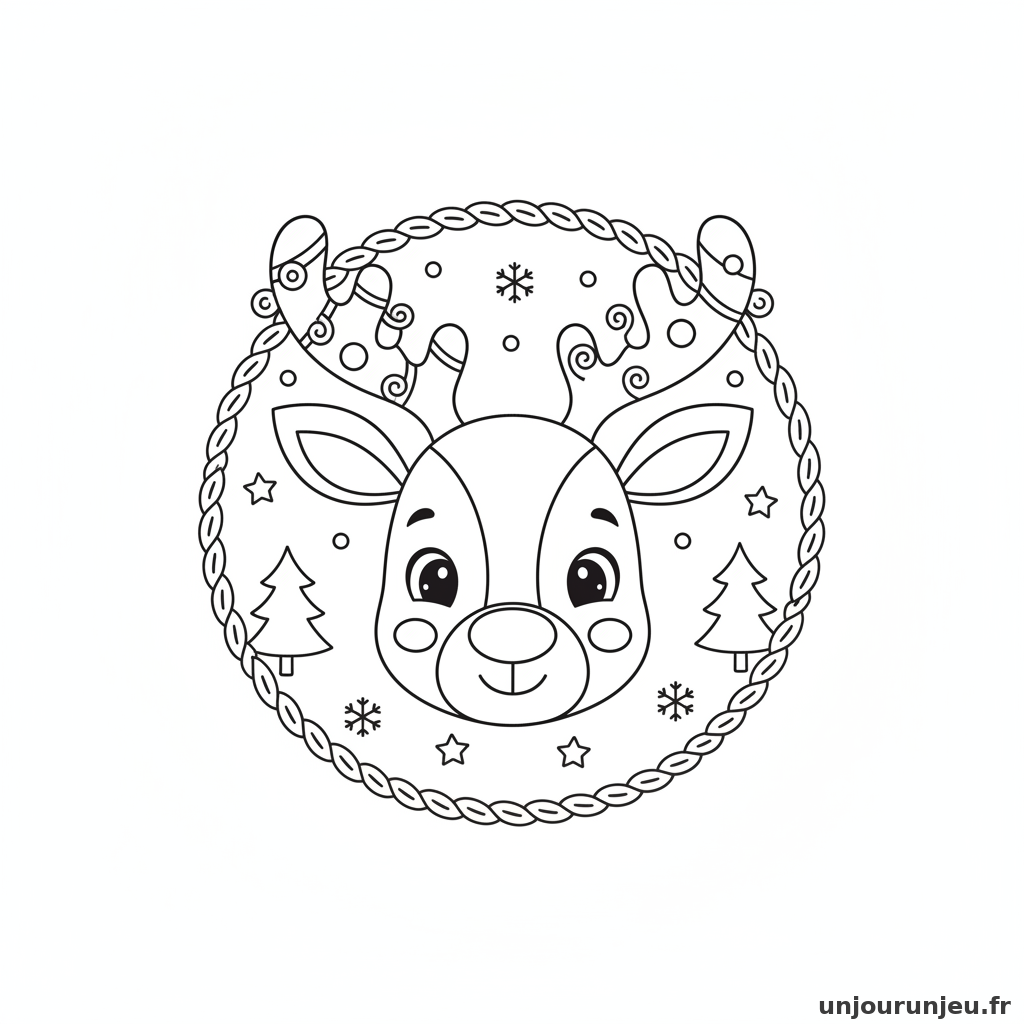 Coloriage Renne Tete Renne 13