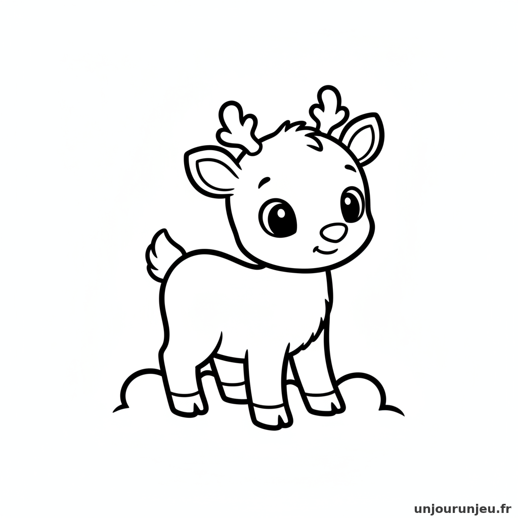 Coloriage Renne Renne Bebe 07