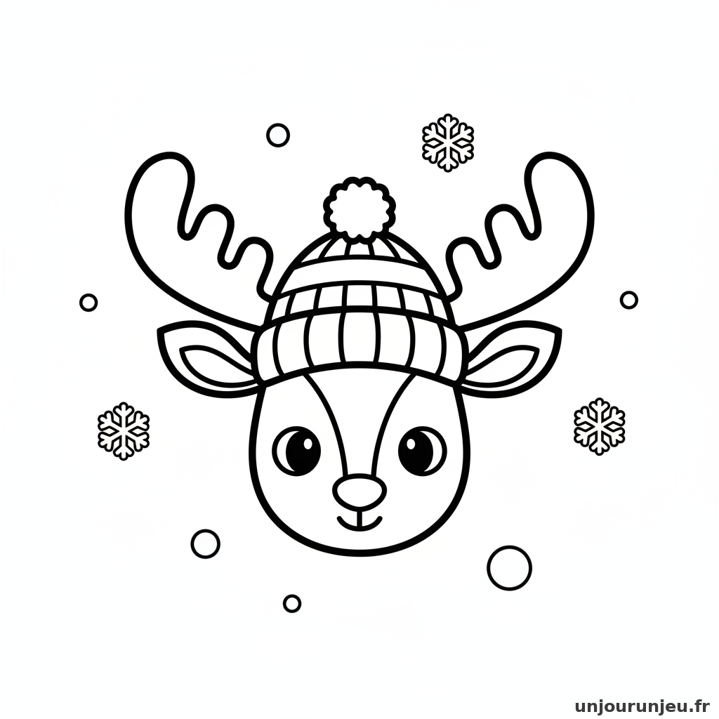 Coloriage Renne Renne Bonnet 06