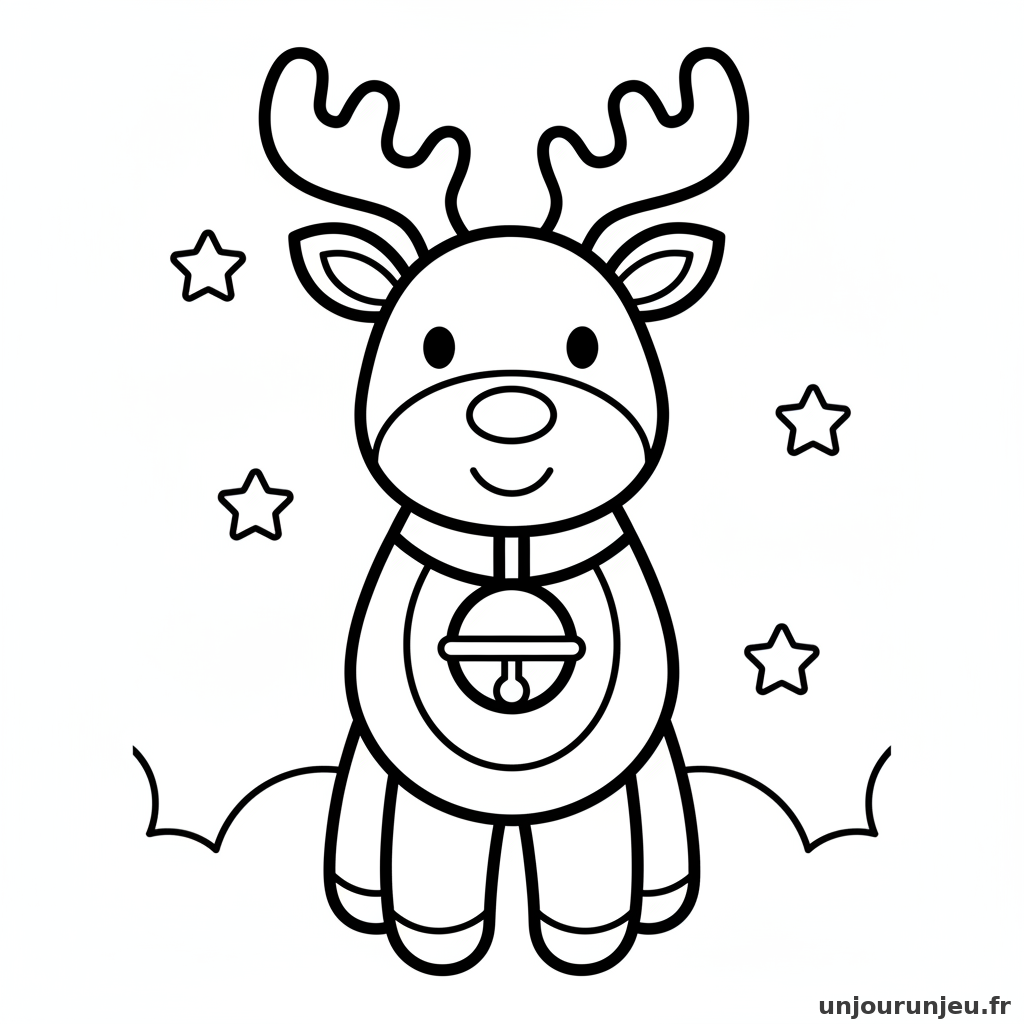 Coloriage Renne Renne Clochettes 09