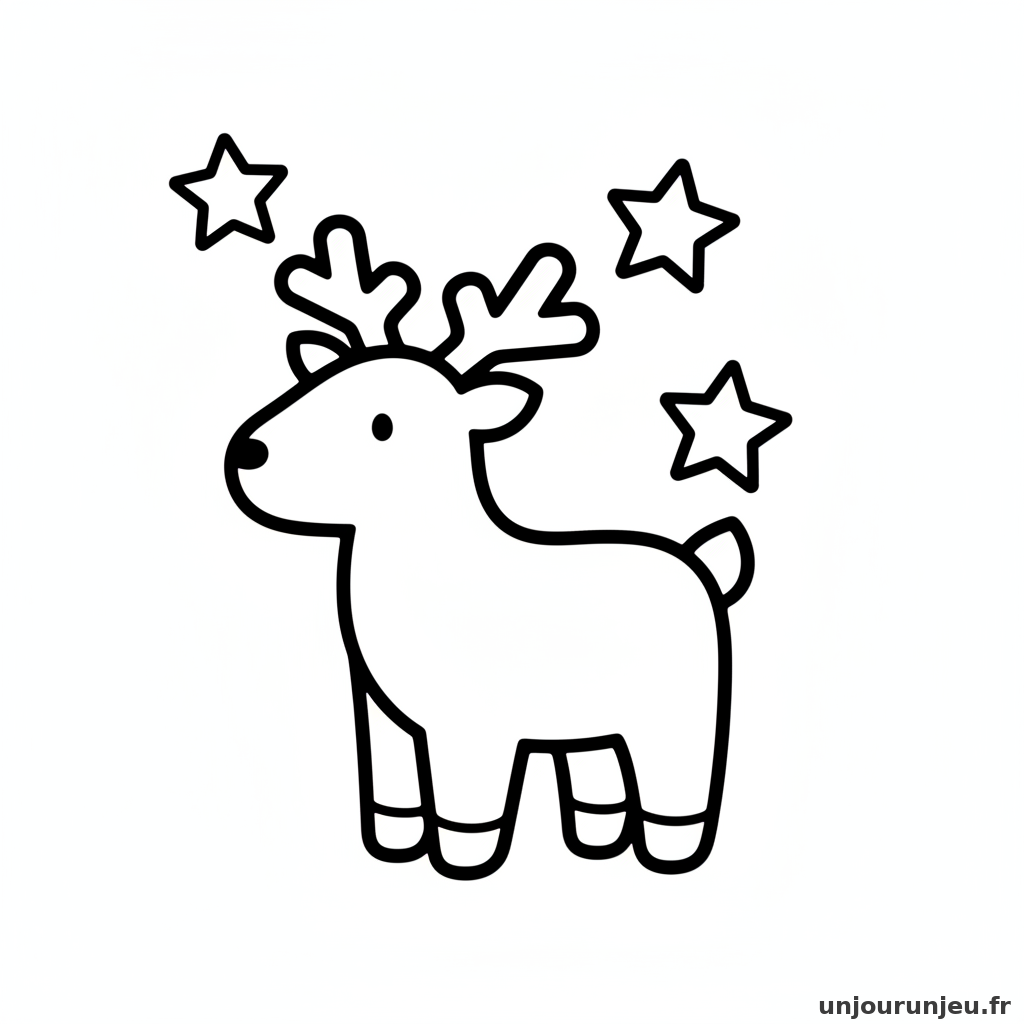 Coloriage Renne Renne Etoiles 11