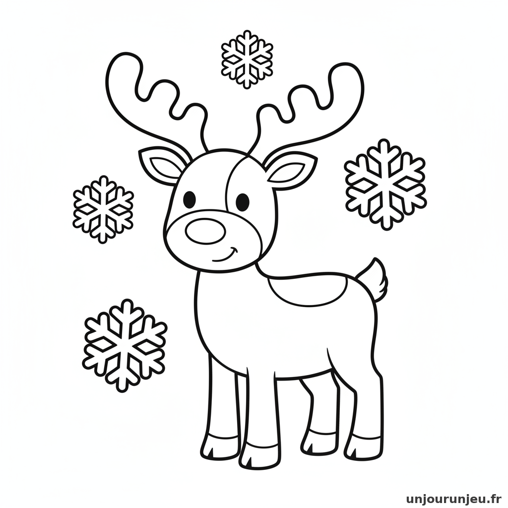 Coloriage Renne Renne Flocons 20