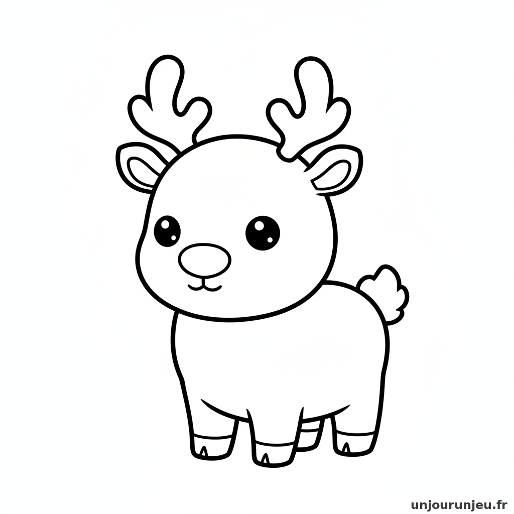 Coloriage Renne Renne Kawaii 12
