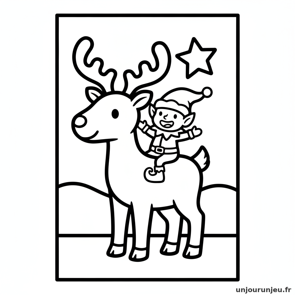 Coloriage Renne Renne Lutin 16