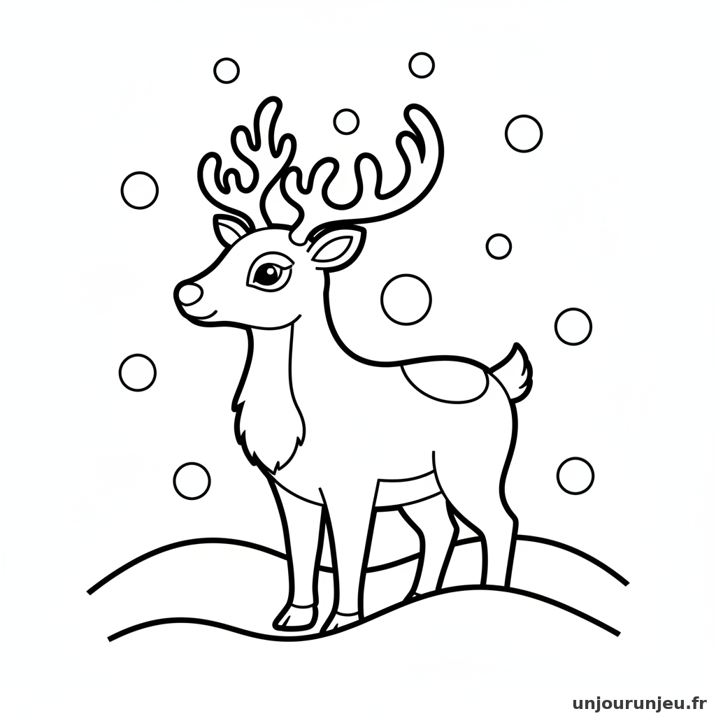 Coloriage Renne Renne Neige 10
