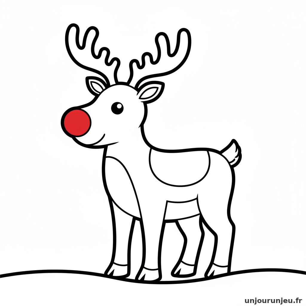 Coloriage Renne Renne Nez Rouge 02