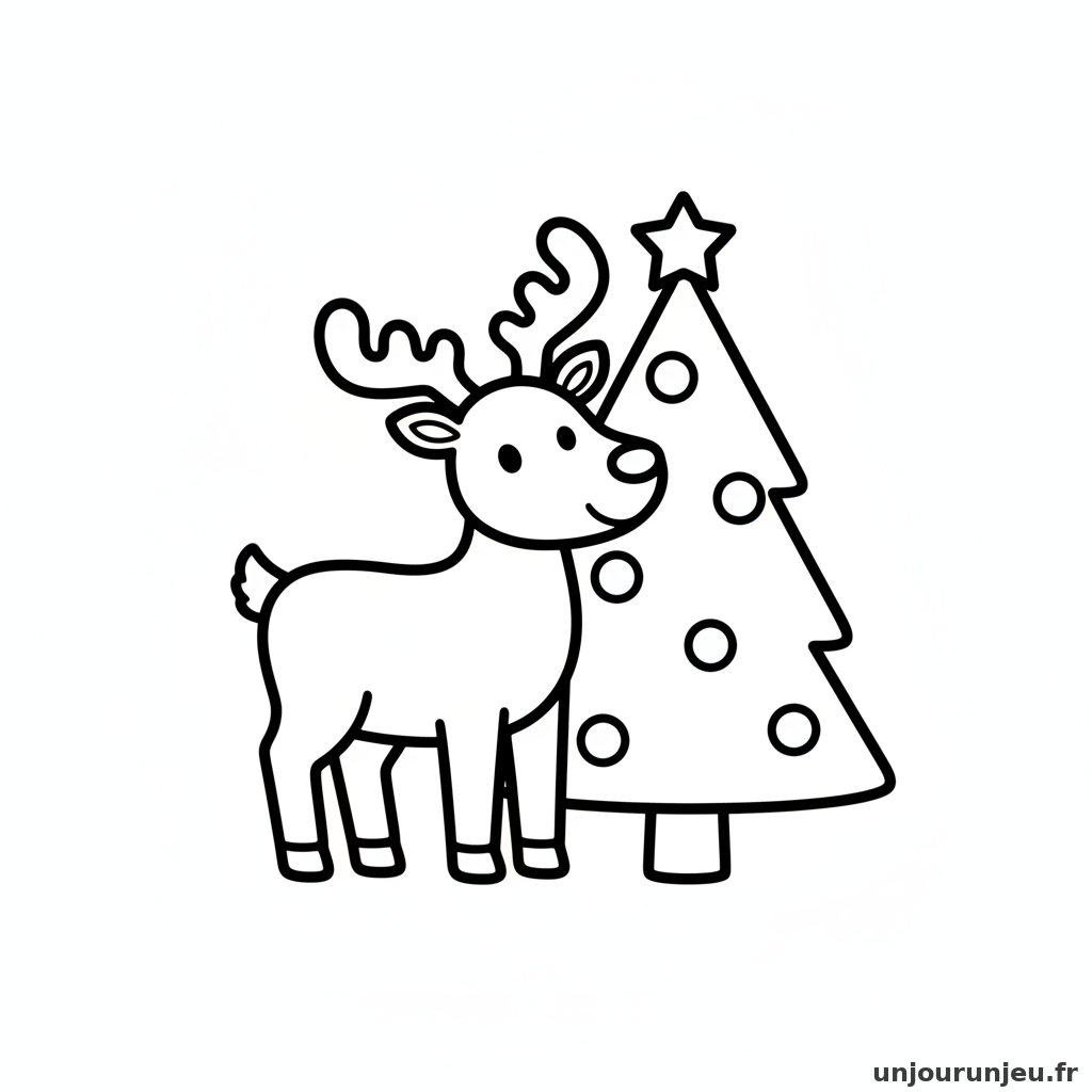 Coloriage Renne Renne Sapin 19