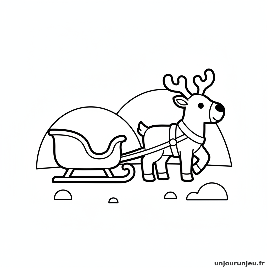 Coloriage Renne Renne Traineau 04