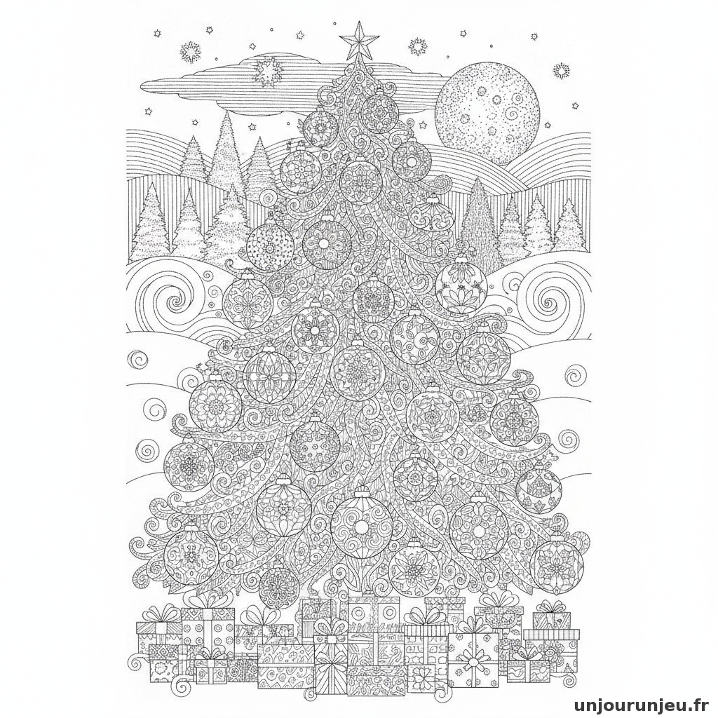 Coloriage Sapin Sapin Boules 05