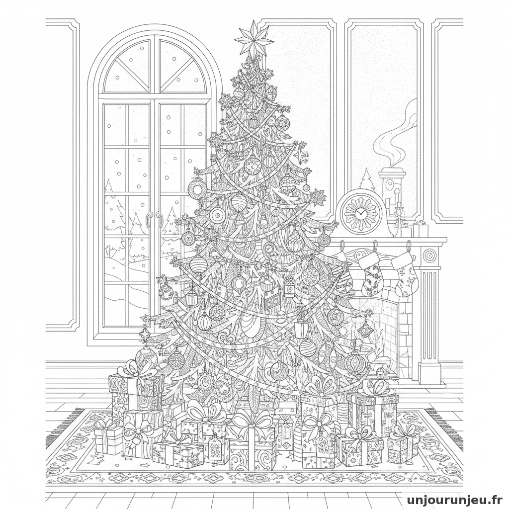 Coloriage Sapin Sapin Cadeaux 04