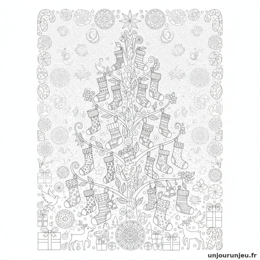 Coloriage Sapin Sapin Chaussettes 11