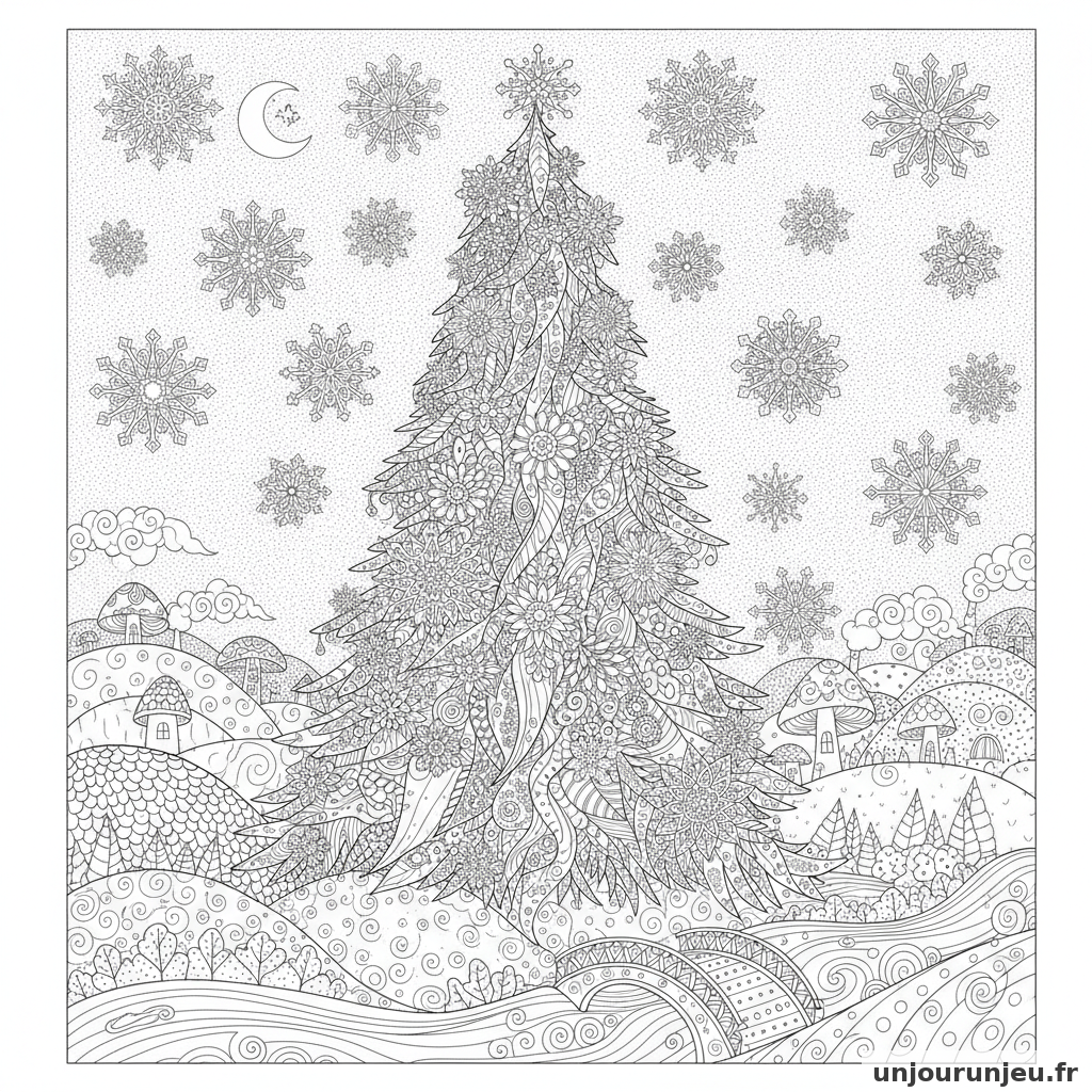 Coloriage Sapin Sapin Flocons 19