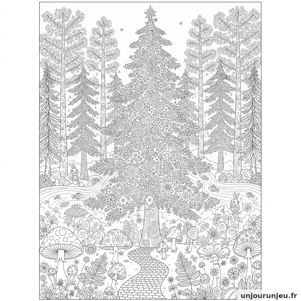 Coloriage Sapin Sapin Foret 13