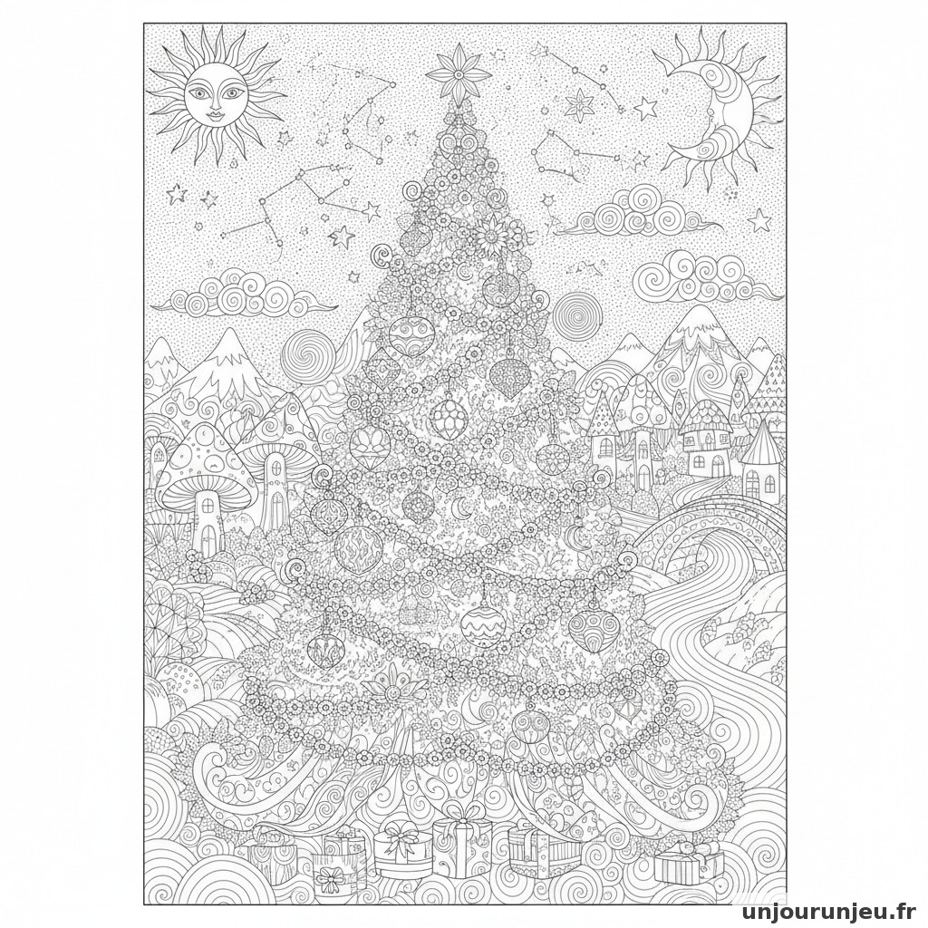 Coloriage Sapin Sapin Guirlandes 03