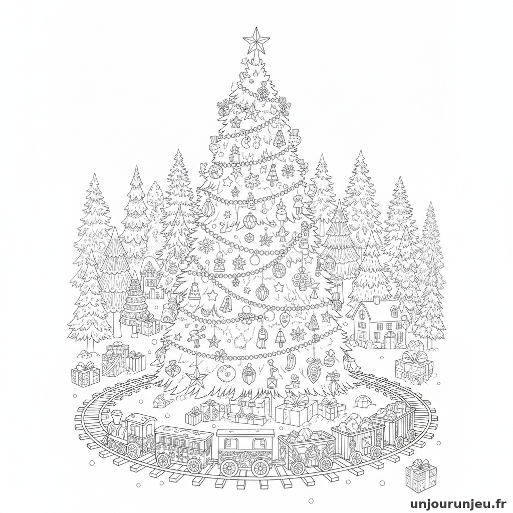 Coloriage Sapin Sapin Train Electrique 15