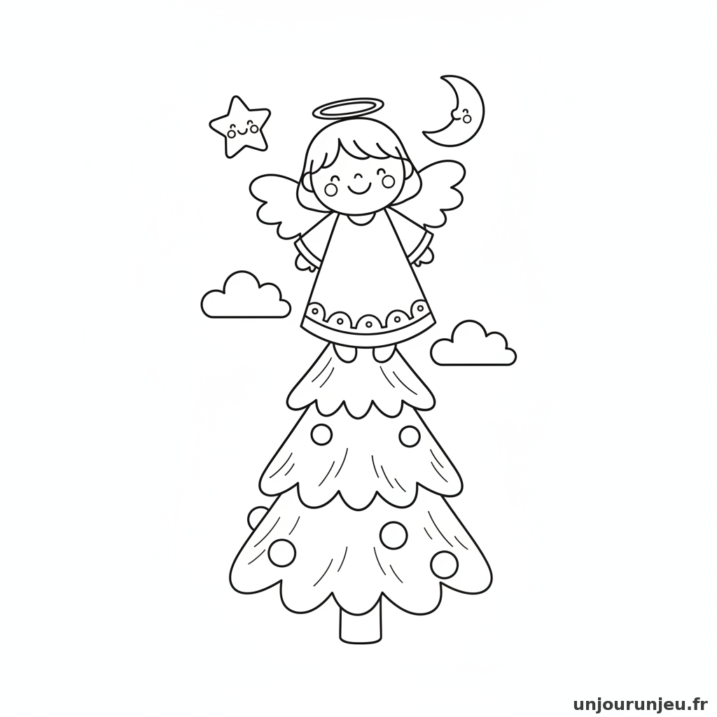 Coloriage Sapin Sapin Ange 07