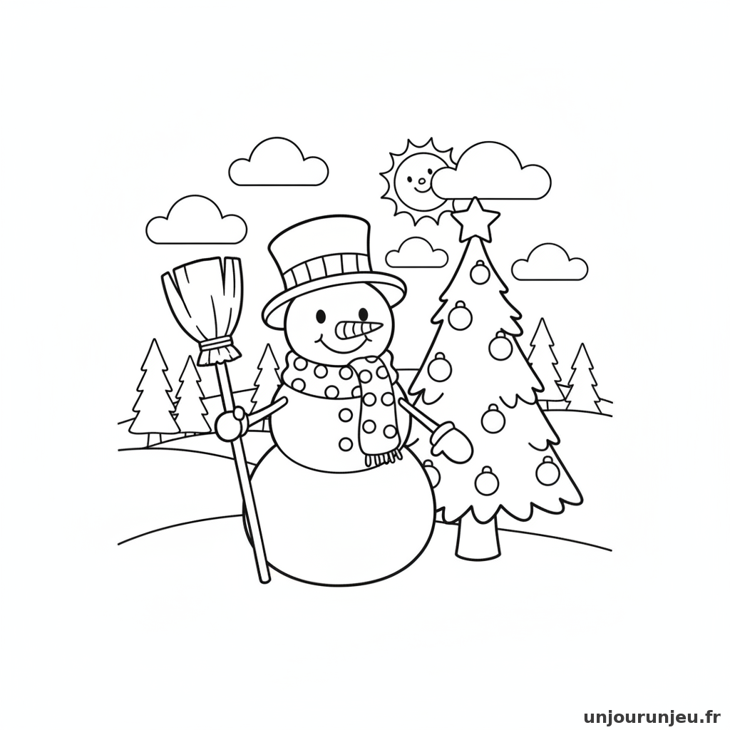 Coloriage Sapin Sapin Bonhomme Neige 12