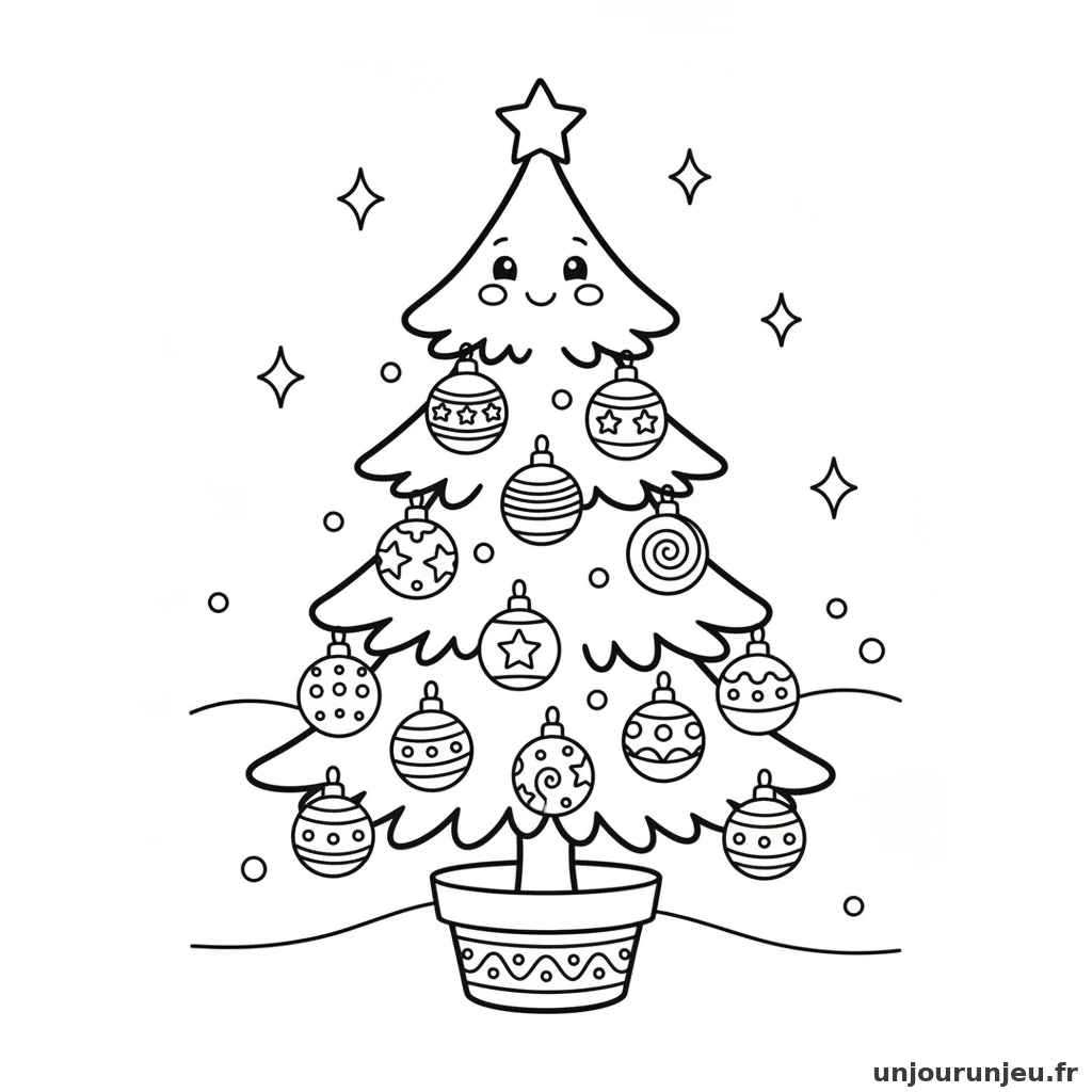 Coloriage Sapin Sapin Boules 05