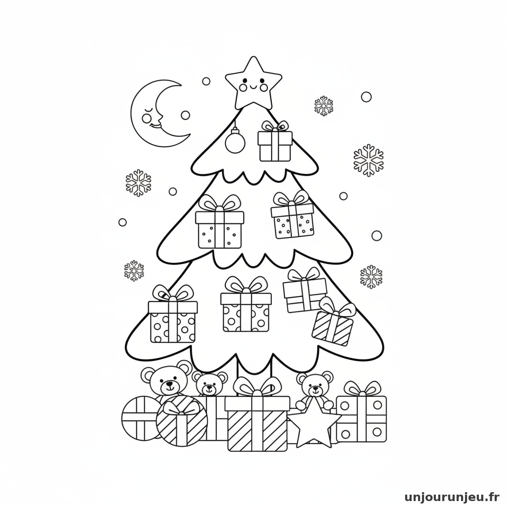 Coloriage Sapin Sapin Cadeaux 04