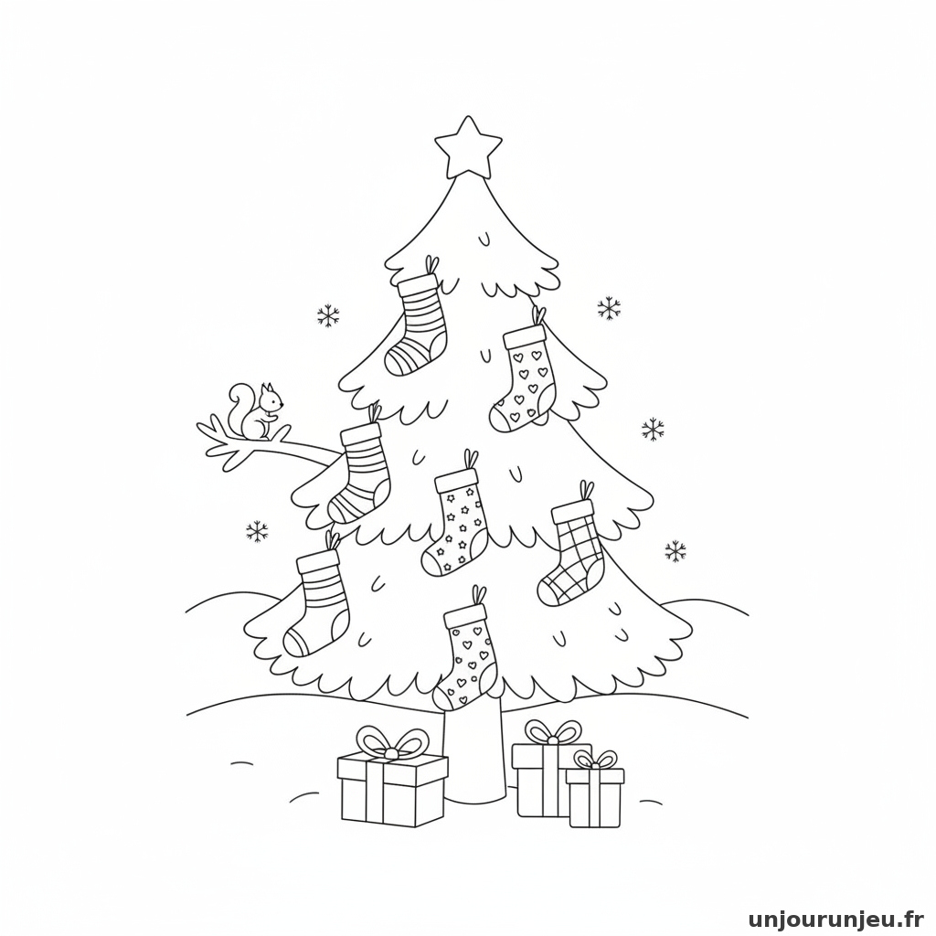 Coloriage Sapin Sapin Chaussettes 11