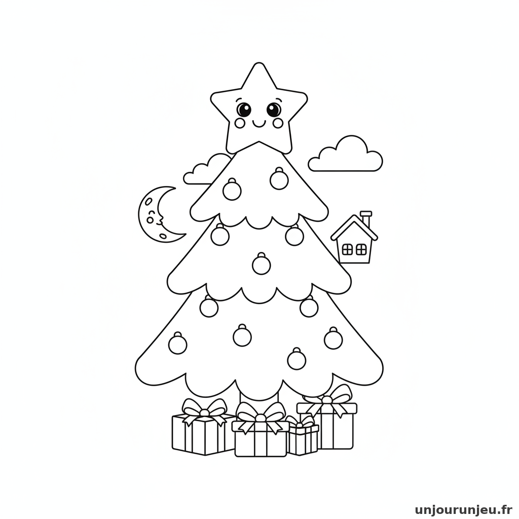 Coloriage Sapin Sapin Etoile 02