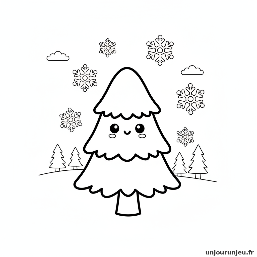Coloriage Sapin Sapin Flocons 19