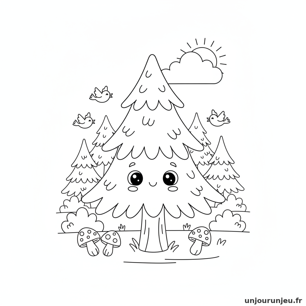 Coloriage Sapin Sapin Foret 13