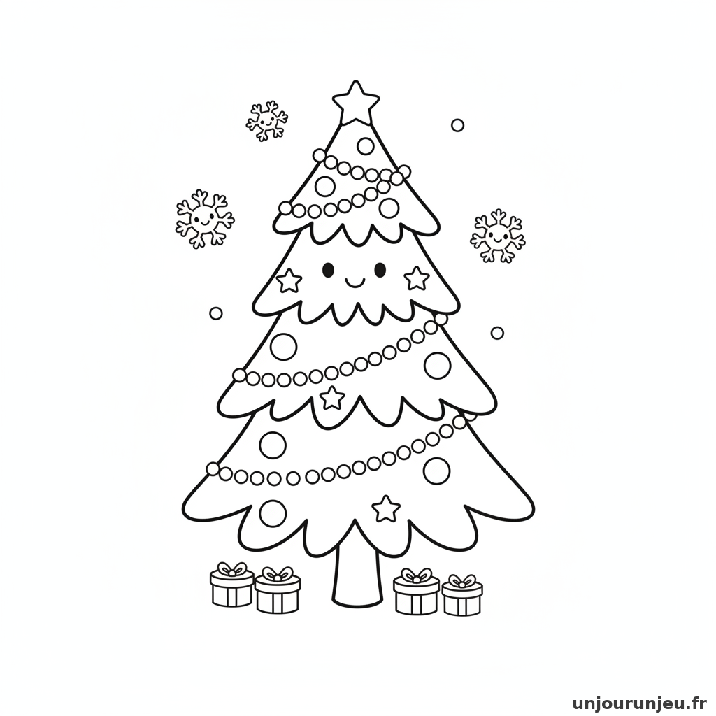 Coloriage Sapin Sapin Guirlandes 03