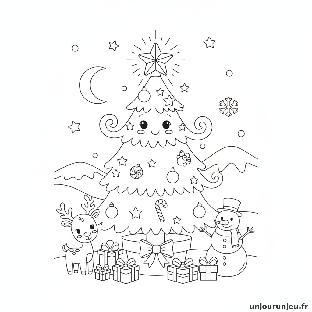 Coloriage Sapin Sapin Noel Decore 01