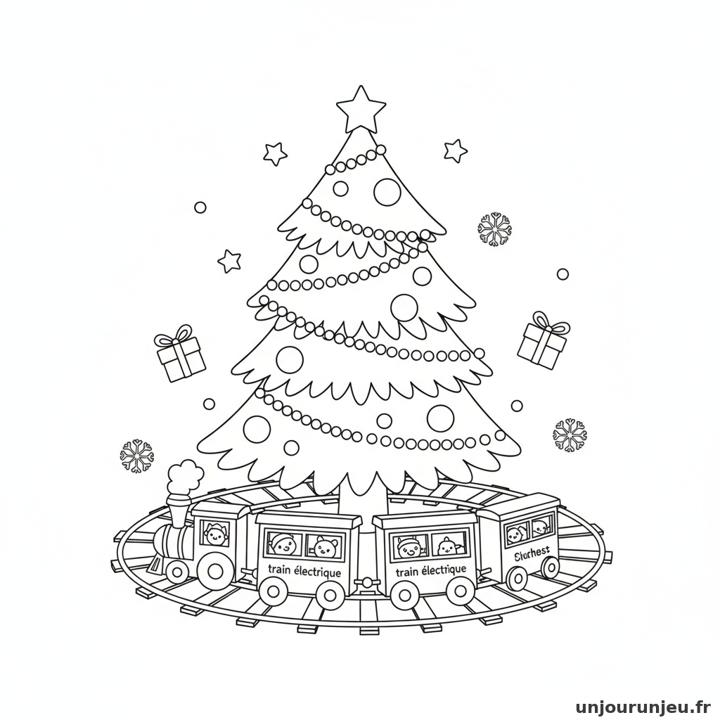 Coloriage Sapin Sapin Train Electrique 15