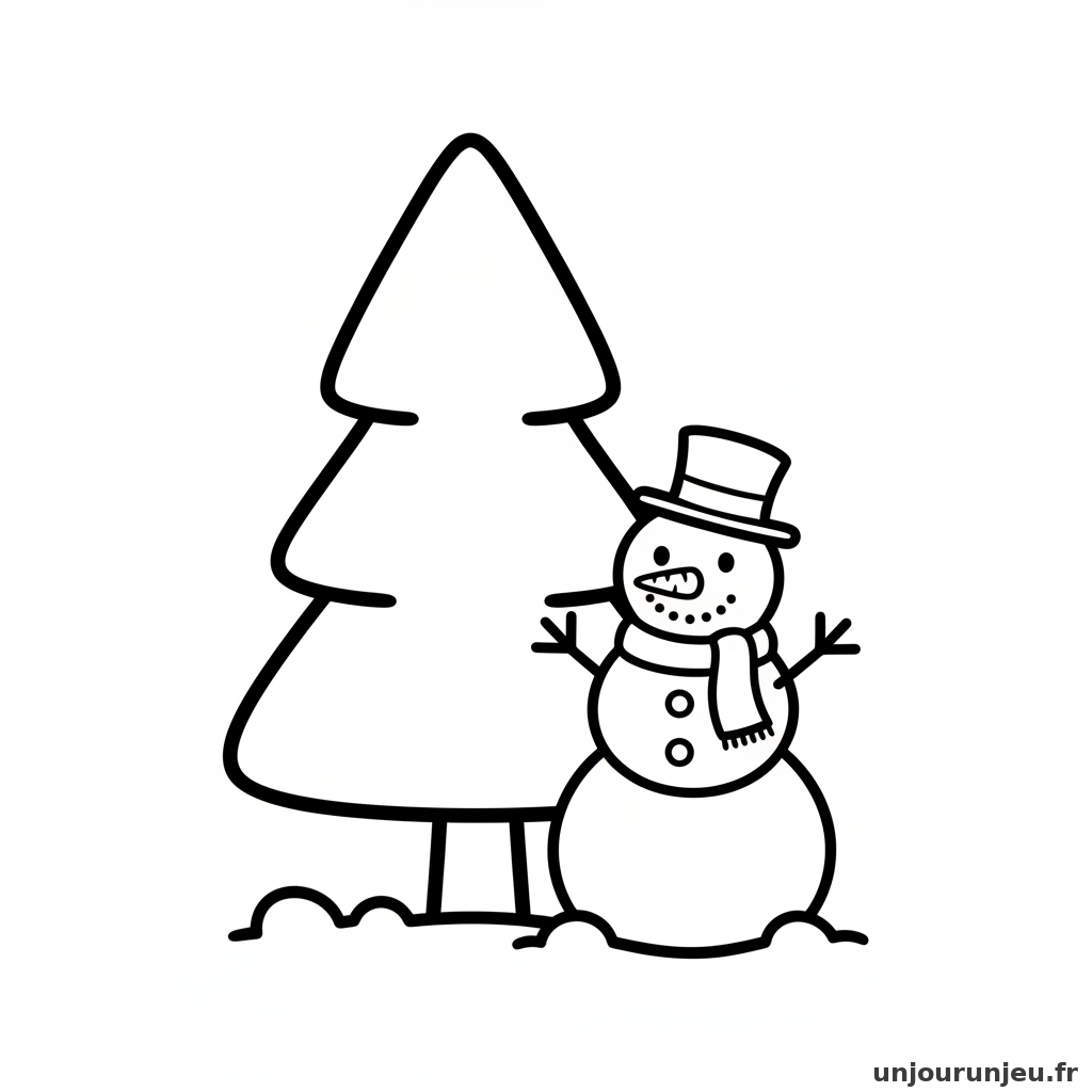 Coloriage Sapin Sapin Bonhomme Neige 12